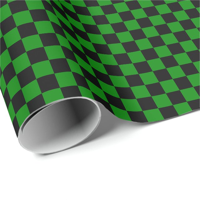Medium Black and Green Checks Wrapping Paper (Roll Corner)
