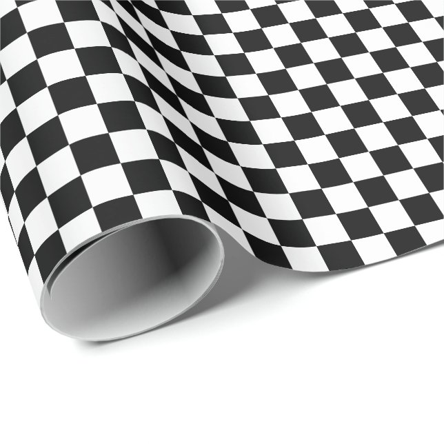 Medium Black and White Checks Wrapping Paper (Roll Corner)