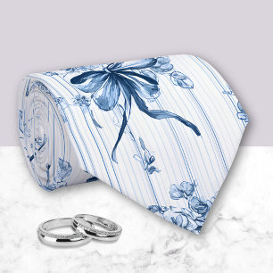 Medium Blue and White Coquette Tie
