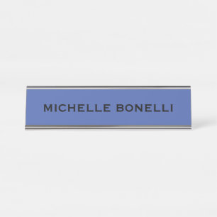 Medium Blue Minimalist Plain Legible Modern Desk Name Plate