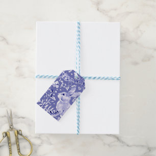 Medium Blue Summer Floral Rabbit Bird Floral Leaf Gift Tags