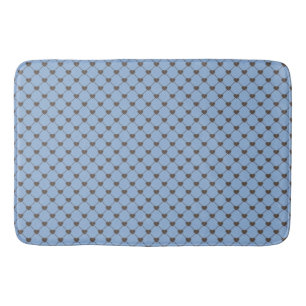 MEDIUM BLUE WITH TINY BROWN HEARTS IN DIAMONDS BATH MAT