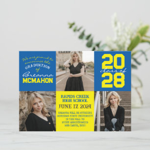 Medium Blue Yellow Photo Graduation Announcement 