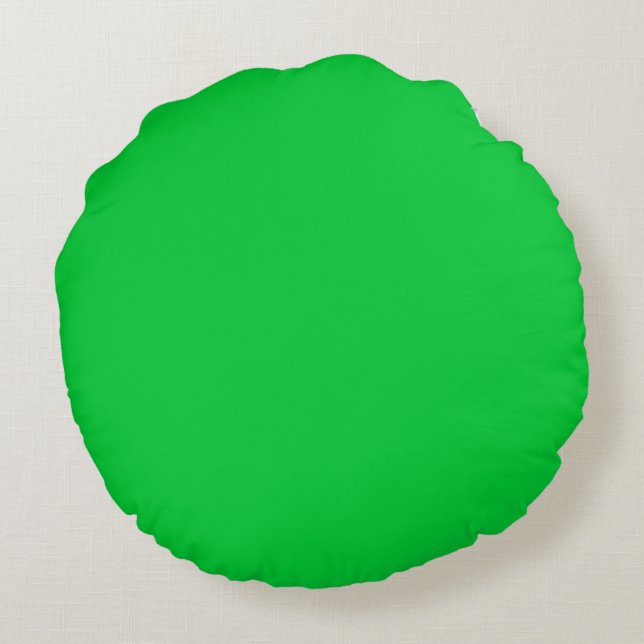 medium bright green solid plain colour Custom Round Pillow (Back)