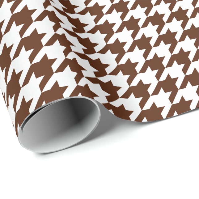 Medium Brown and White Houndstooth Wrapping Paper (Roll Corner)