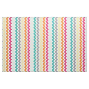 Medium Chevron Pink Orange Yellow Teal Fabric
