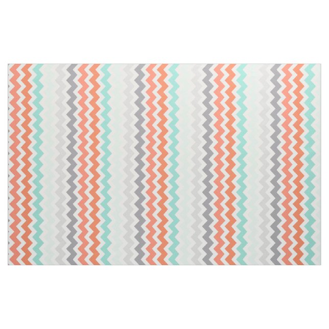 Medium Chevron Stripes Blue Coral Grey Purple Fabric (Yard)