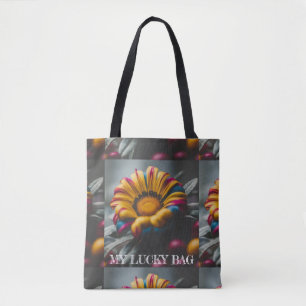 Medium - Colourful Floral and Lucky Charm Design Tote Bag