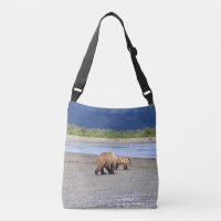 Medium Cross Body Bag w/ grizzly bear & cub