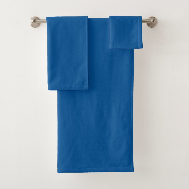 Medium Electric Blue Solid Colour Bath Towel Set (Insitu)