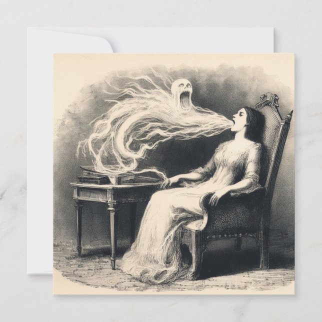 Medium Exuding Ectoplasm Spooky Spiritualist Card (Front)