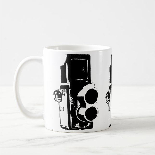 MEDIUM FORMAT RETRO PHOTO CAMERA STENCIL  COFFEE MUG (Left)