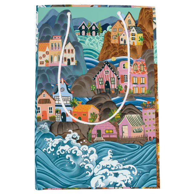  Medium Gift Bag Fairy-tale seaside village (Front)