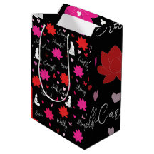 Medium Glossy Gift Bag | Lotus Floral Mindfulness 