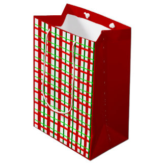 Medium Glossy Plaid Christmas Gift Bag