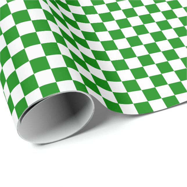Medium Green and White Checks Wrapping Paper (Roll Corner)