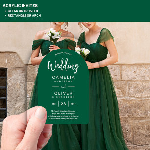 Medium Green Arch Acrylic Wedding Invites Modern Acrylic Invitations