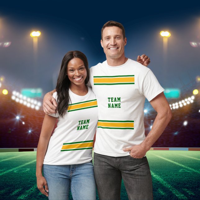 Medium Green Gold Sports Team Name White Unisex T-Shirt (Medium Green Gold Sports Team Name White Unisex T-Shirt)