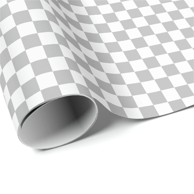 Medium Grey and White Checks Wrapping Paper (Roll Corner)