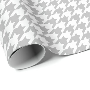 Medium Grey and White Houndstooth Wrapping Paper