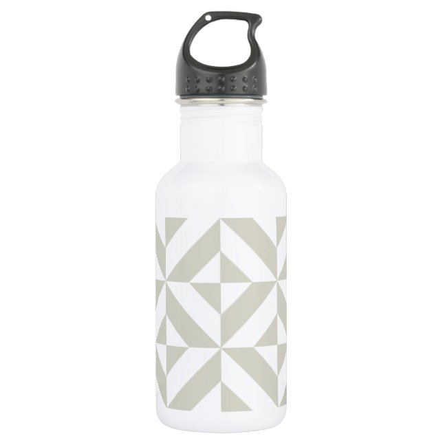 Medium Grey Geometric Deco Cube Pattern 532 Ml Water Bottle (Front)