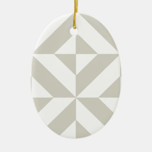 Medium Grey Geometric Deco Cube Pattern Ceramic Ornament