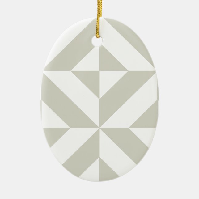 Medium Grey Geometric Deco Cube Pattern Ceramic Ornament (Front)