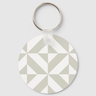 Medium Grey Geometric Deco Cube Pattern Keychain