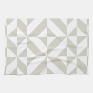 Medium Grey Geometric Deco Cube Pattern Kitchen Towel