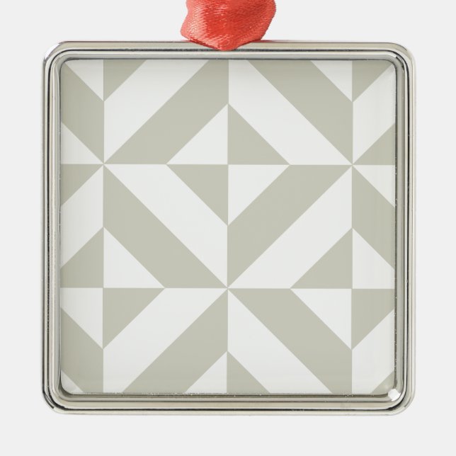 Medium Grey Geometric Deco Cube Pattern Metal Ornament (Front)