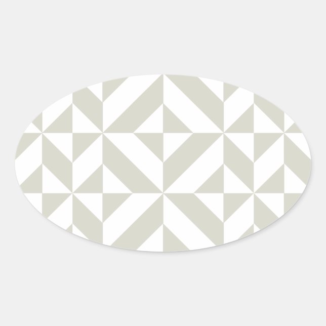 Medium Grey Geometric Deco Cube Pattern Oval Sticker (Front)