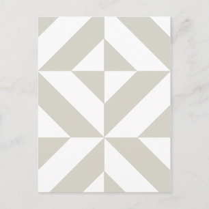 Medium Grey Geometric Deco Cube Pattern Postcard