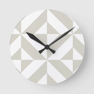 Medium Grey Geometric Deco Cube Pattern Round Clock
