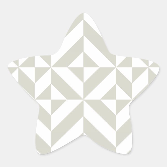 Medium Grey Geometric Deco Cube Pattern Star Sticker (Front)
