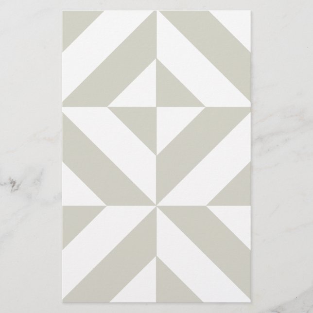 Medium Grey Geometric Deco Cube Pattern Stationery (Front)
