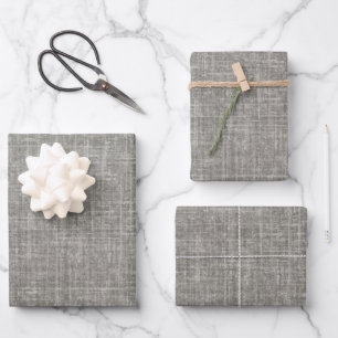 Medium Grey Linen Wrapping Paper Sheet