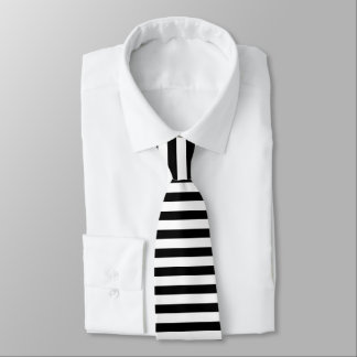 Medium Horizontal Black and White Stripe Tie