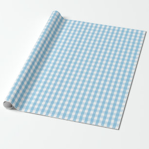 Medium Light Blue and White Gingham Wrapping Paper