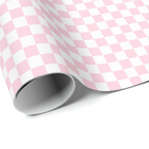 Medium Light Pink and White Checks Wrapping Paper