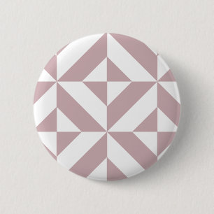 Medium Mauve Geometric Deco Cube Pattern 2 Inch Round Button