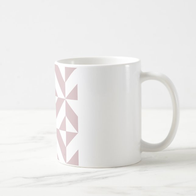 Medium Mauve Geometric Deco Cube Pattern Coffee Mug (Right)