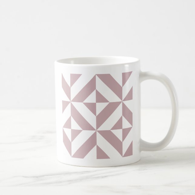 Medium Mauve Geometric Deco Cube Pattern Coffee Mug (Right)