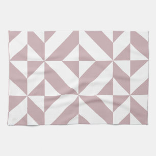 Medium Mauve Geometric Deco Cube Pattern Kitchen Towel