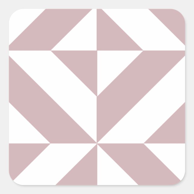 Medium Mauve Geometric Deco Cube Pattern Square Sticker (Front)