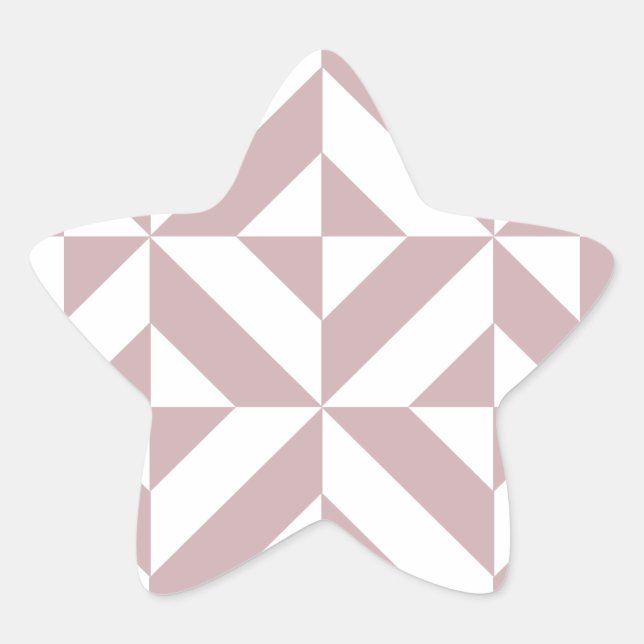 Medium Mauve Geometric Deco Cube Pattern Star Sticker (Front)