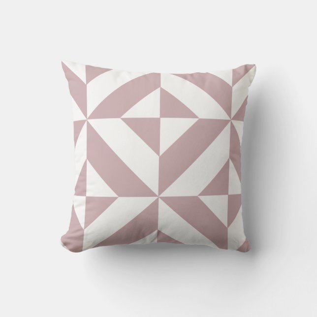 Medium Mauve Geometric Deco Cube Pattern Throw Pillow (Front)