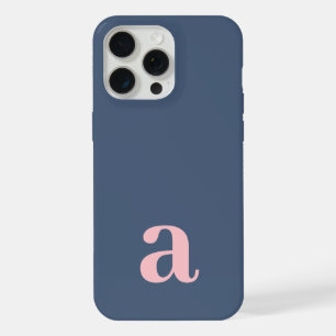 Medium Monogram Letter Blue & Pink Minimalist iPhone 15 Pro Max Case