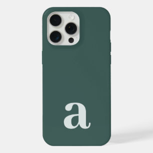 Medium Monogram Letter Dark Green Minimalist iPhone 15 Pro Max Case