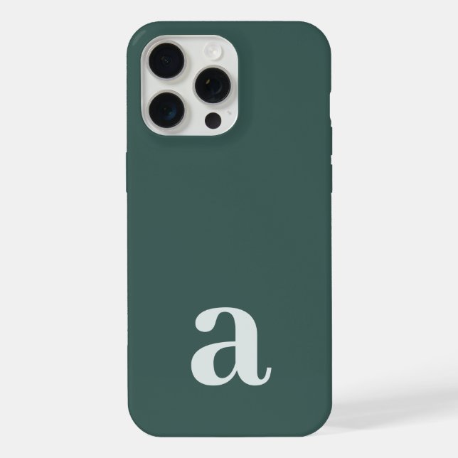 Medium Monogram Letter Dark Green Minimalist iPhone Case (Back)