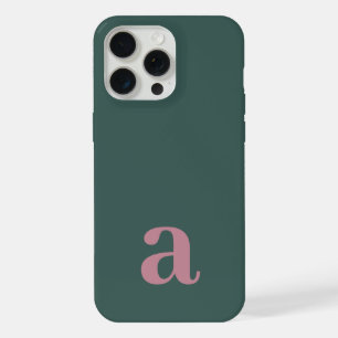 Medium Monogram Letter Sea Green/Purple Minimalist iPhone 15 Pro Max Case